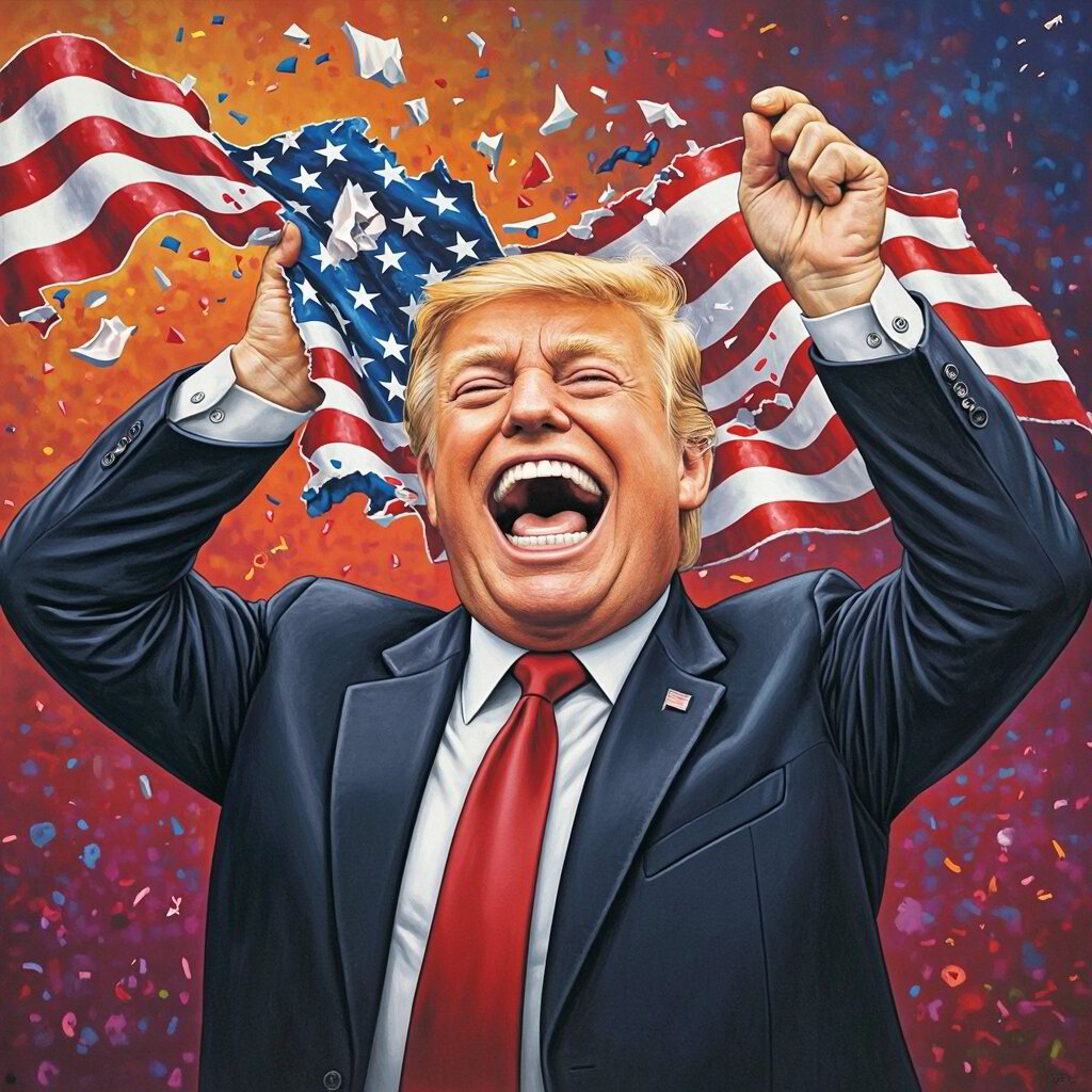 Donald Trump tearing up the american flag